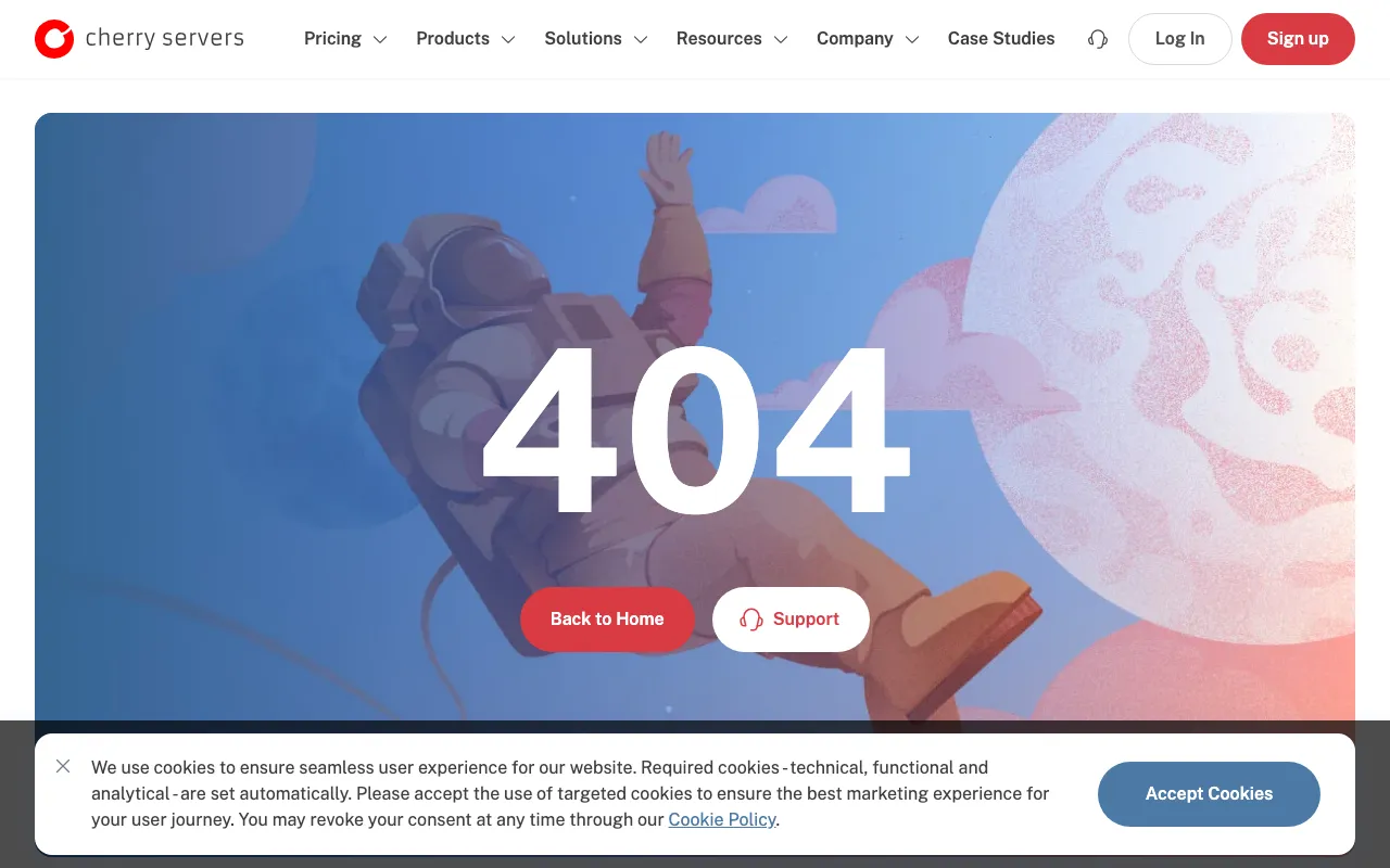 Cherry Servers Live Website & Control Panel Screenshot
