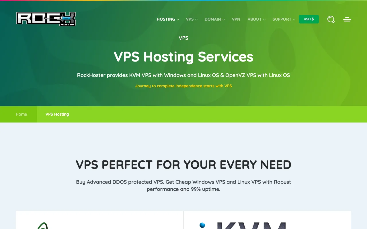 RockHoster Live Website & Control Panel Screenshot
